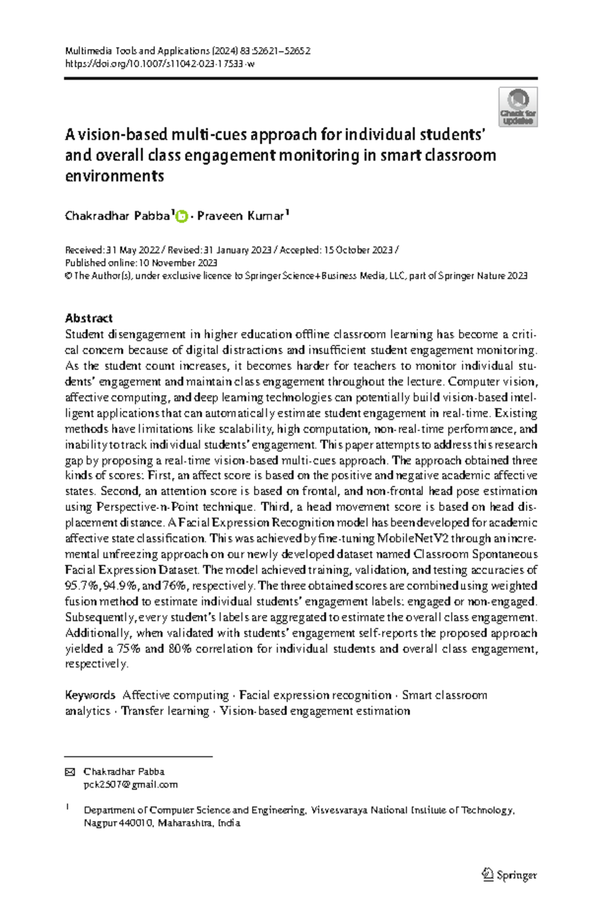 A vision-based multi-cues approach for engagement monitoring in smart ...