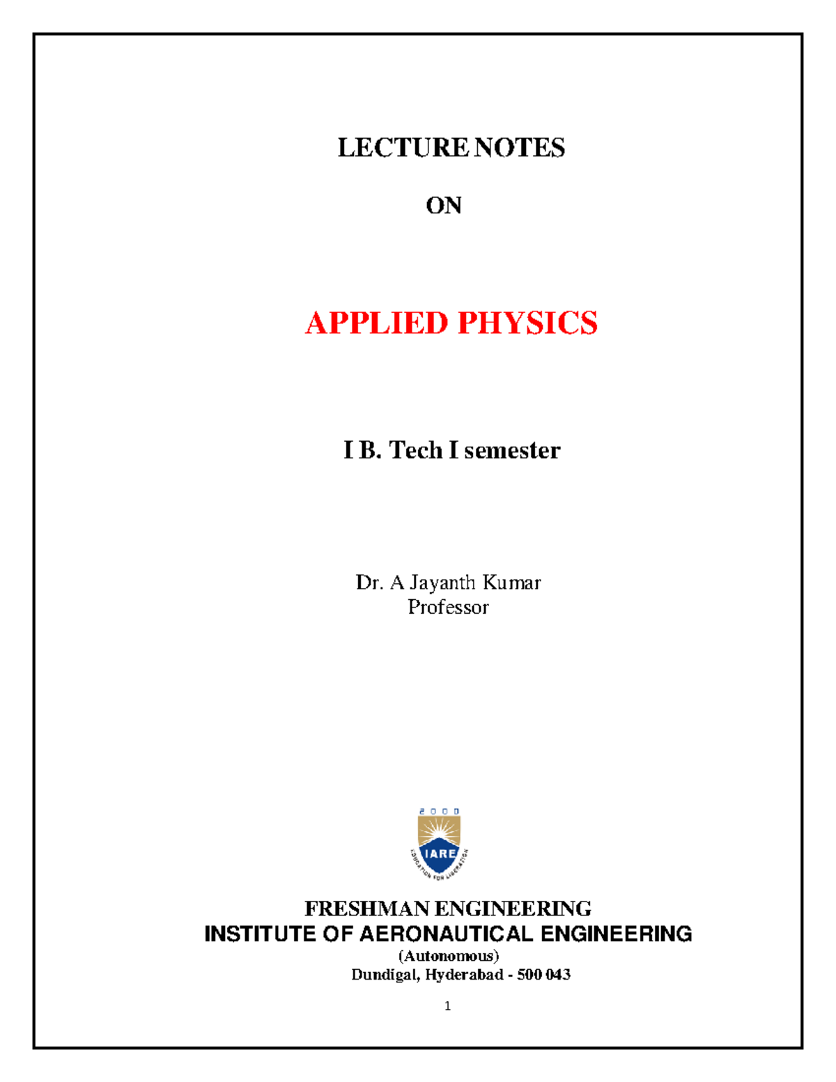 AP Applied Physics Lecture Notes - Unit 1 to Unit 5 Overview - Studocu