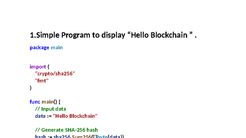 Blockchain-1: Go Programs for Blockchain Implementation and Validation ...