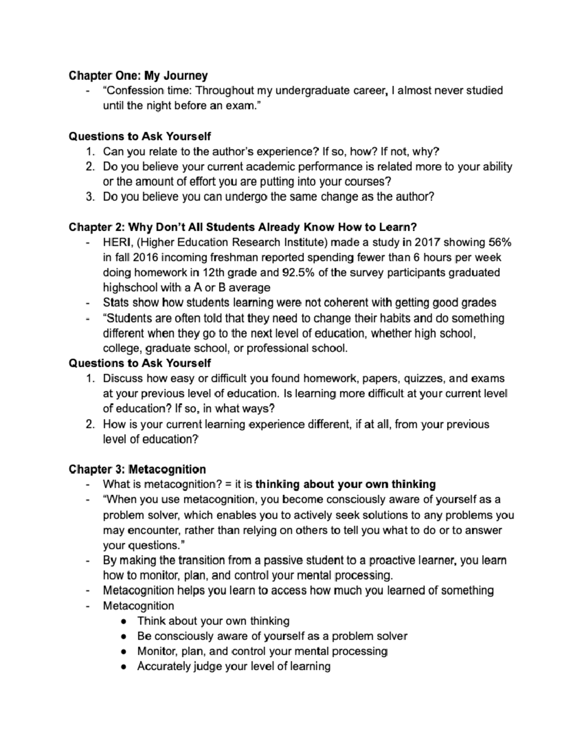 Teach Yourself How to Learn Chapters 1, 2, and 3. - Chapter One: My ...