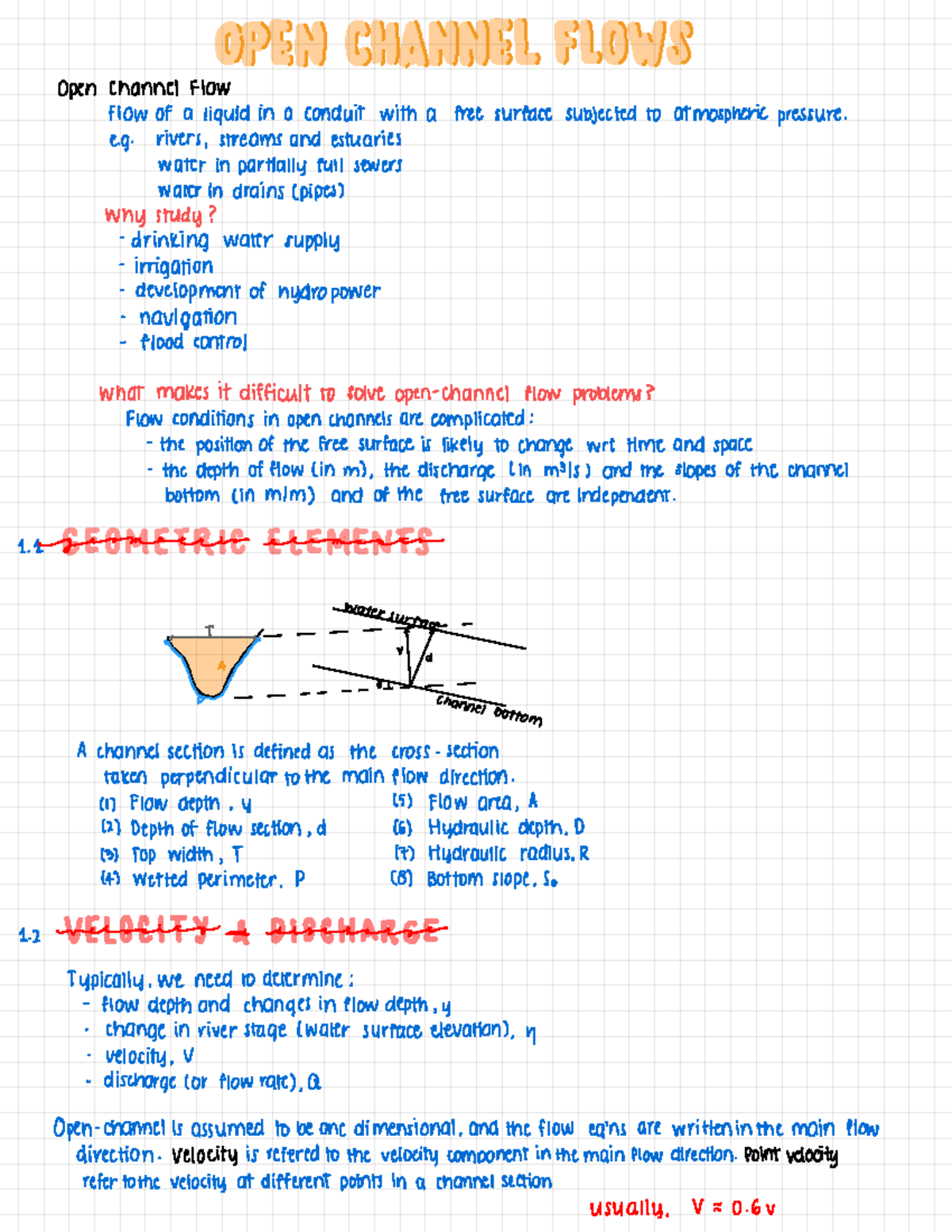 CIVI381 Lecture Notes: Open Channel Flow Dynamics and Analysis - Studocu