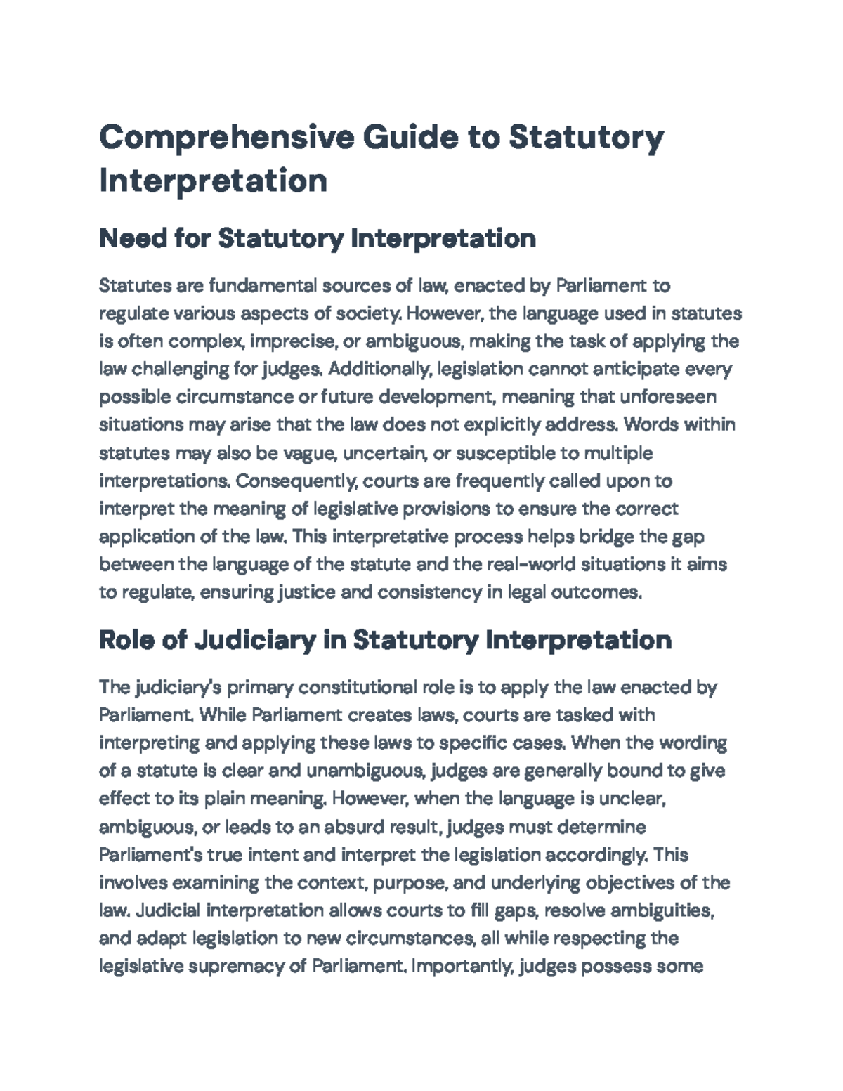 Comprehensive Guide to Rules of Statutory Interpretation (LAW 101 ...