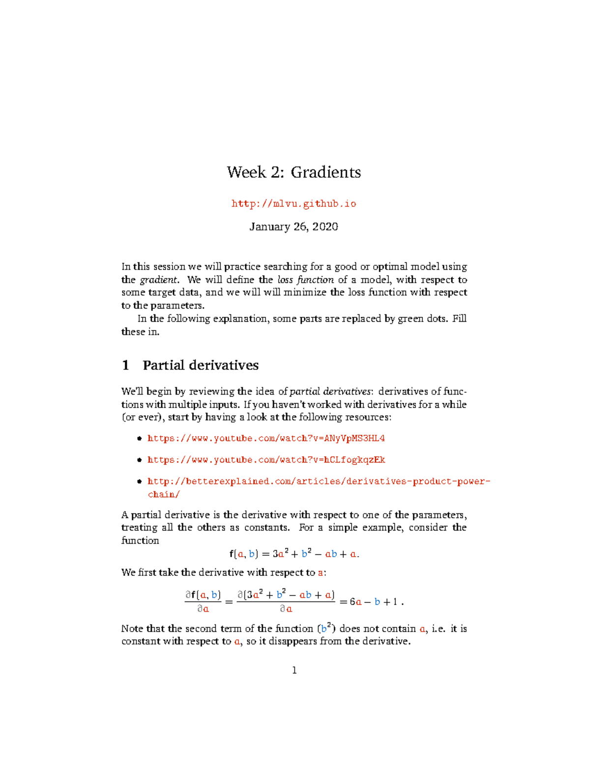 Homework Exercises Week 2: Understanding Gradients and Linear ...