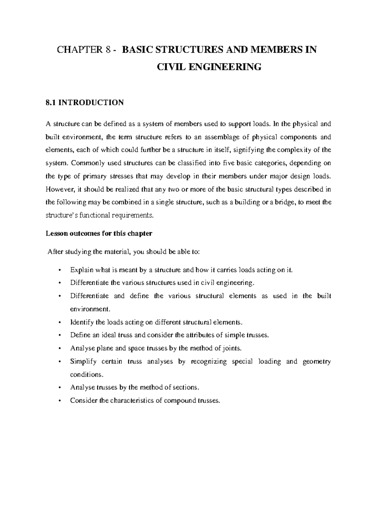 AMC1501 Lesson 8: Basic Structures & Members in Civil Engineering - Studocu