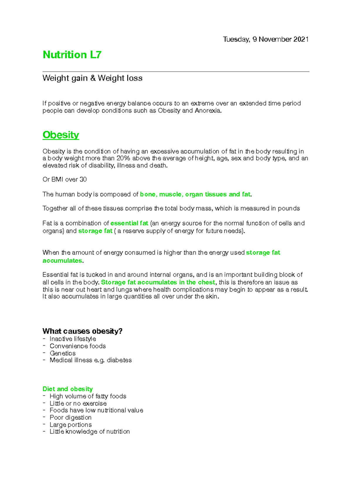 Weight Gain & Loss: Nutrition Insights for Level 3 Sport & Exercise ...