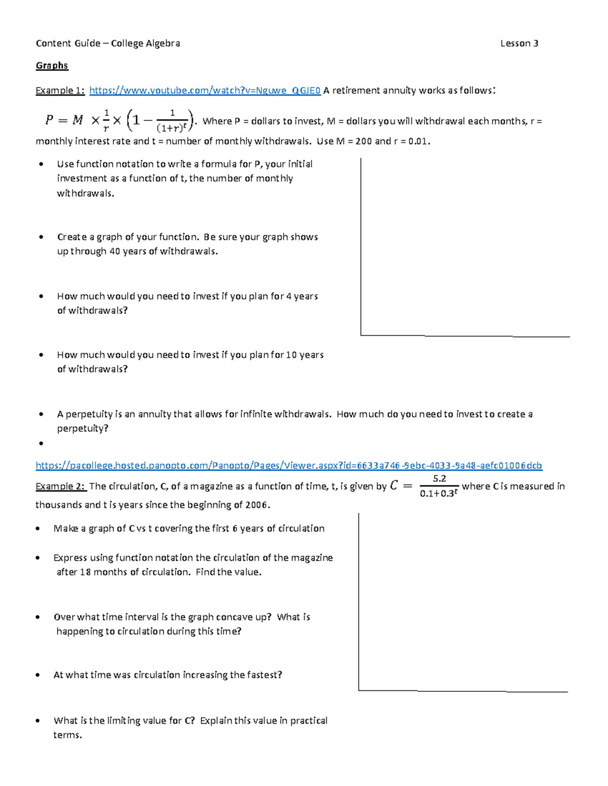 L3 Content Guide - College Algebra Lesson 3: Graphs and Functions - Studocu