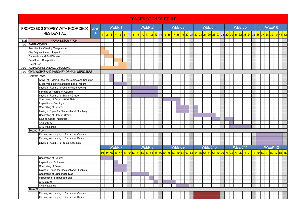 BAR Construction Schedule for Proposed 3-Storey Residential Project ...