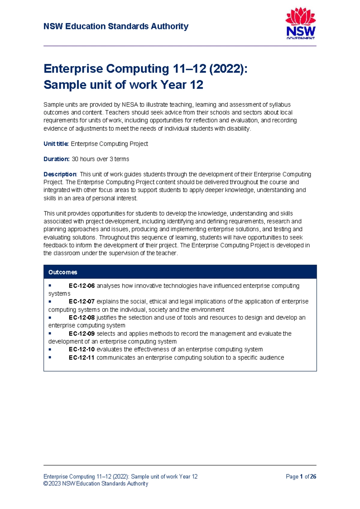 EC Year 12 Term 1 Assignment Notification for Exam Task 2 - 25% ...