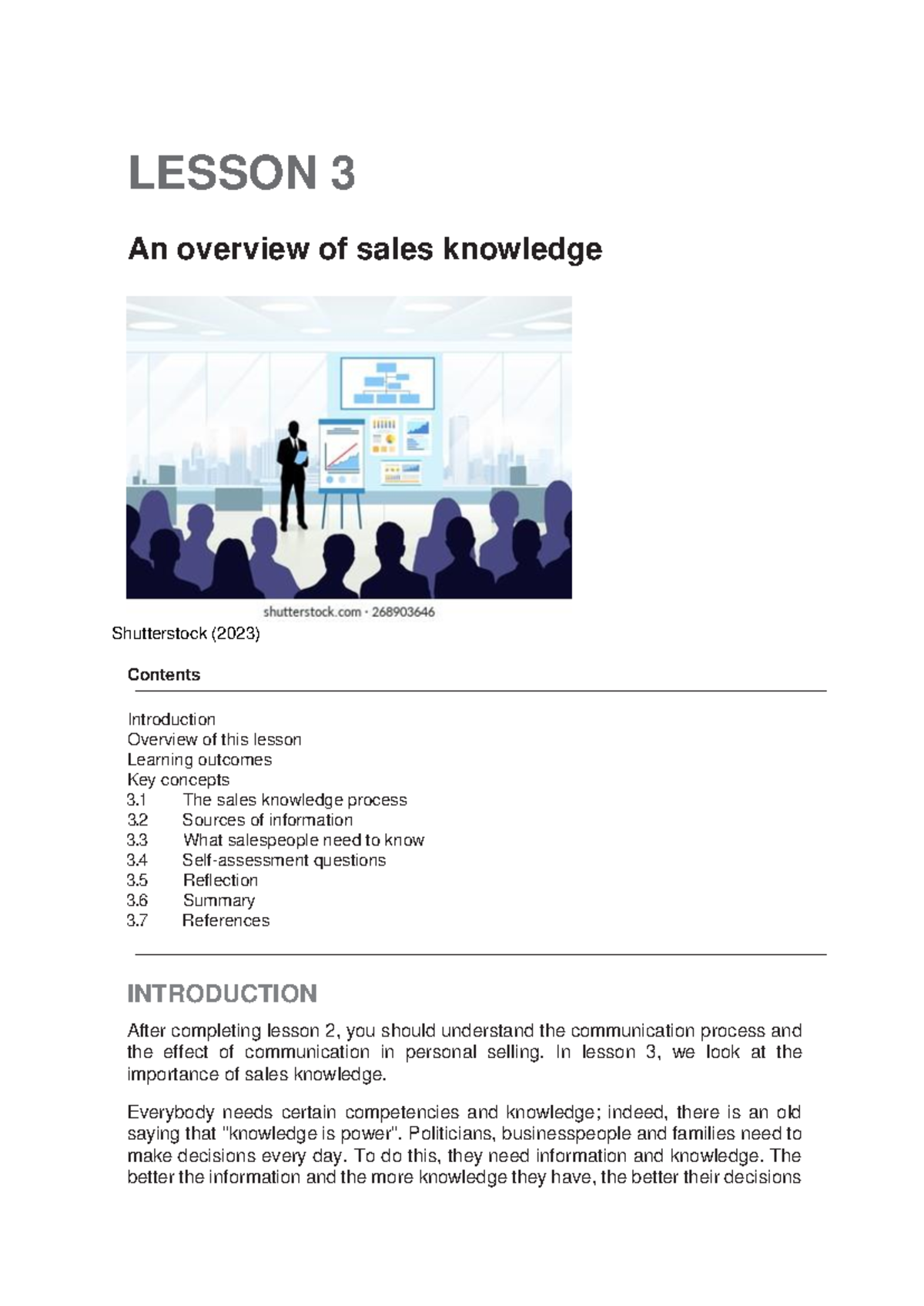 MNM1501 Lesson 3: Understanding Sales Knowledge and Its Importance ...