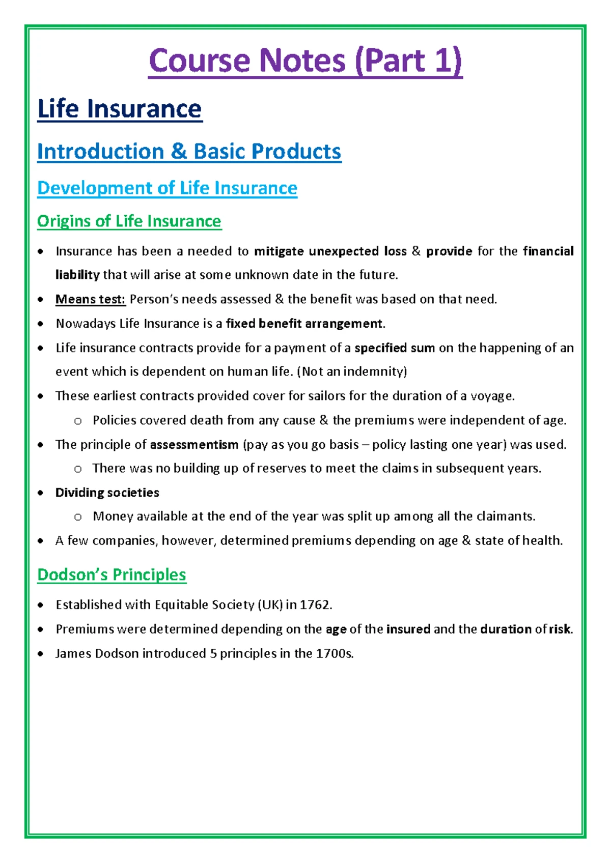 Pensions Overview and Terminology - Course Notes (Part 2) - Studocu