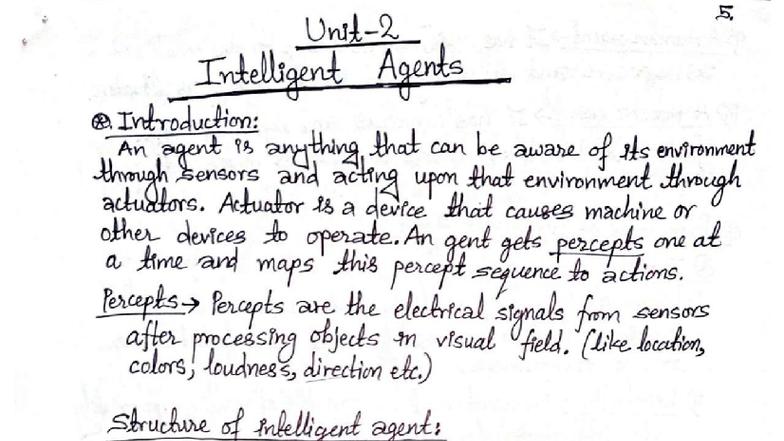 AI-Unit-2: Introduction to Intelligent Agents and Their Properties ...