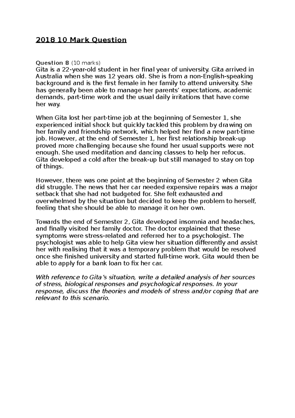 2018 10 Mark Question VCAA - 2018 10 Mark Question Question 8 (10 marks ...