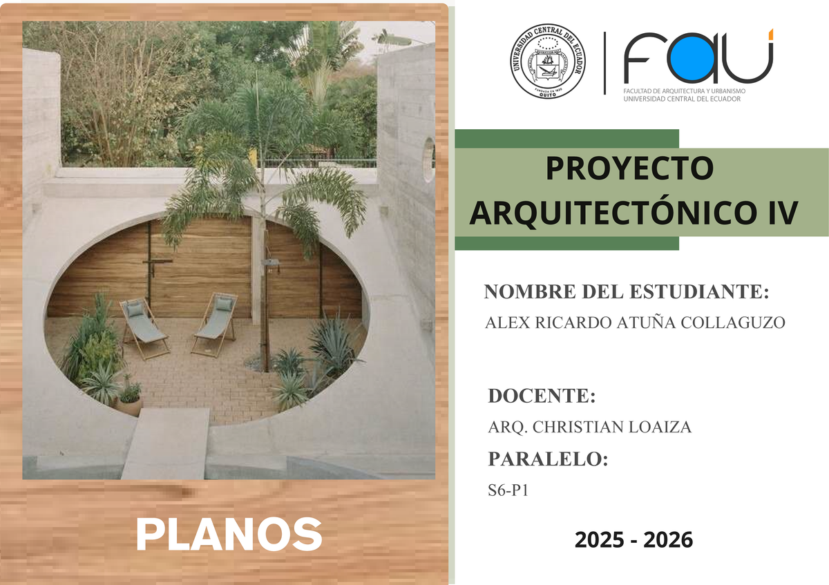 TALLER DE PROYECTOS ARQUITECTÓNICO IV: PLANOS 2025-2026 - Studocu