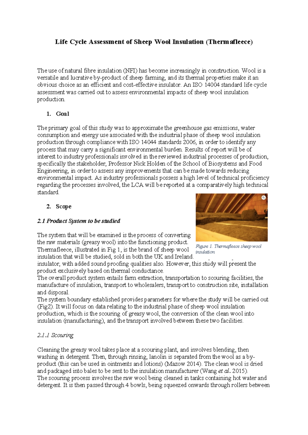 ISO 14040:2006 Standard LCA of sheep wool insulation - Warning: TT ...
