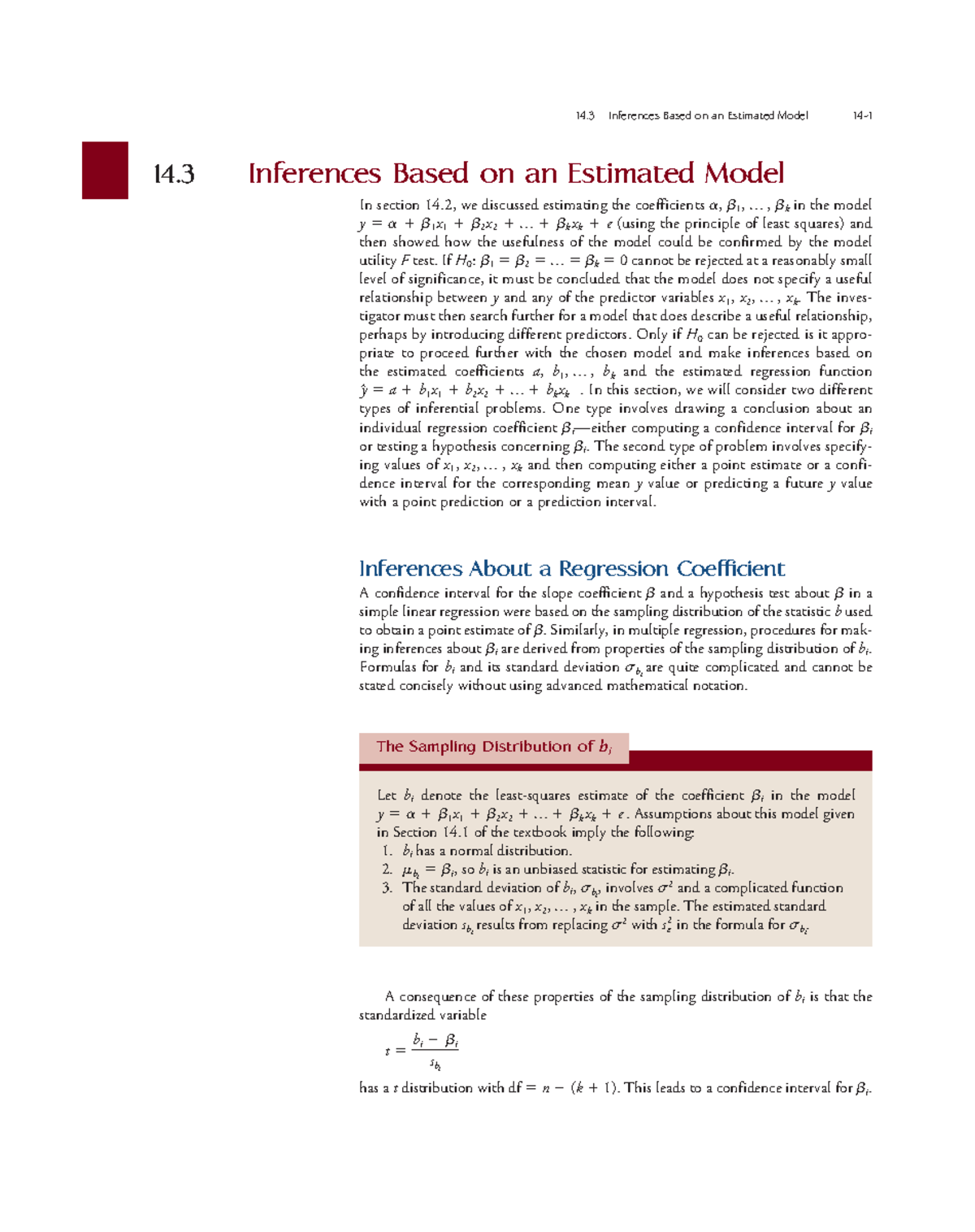 Inferences Based on an Estimated Model - Chapter 14 Multiple Regression ...