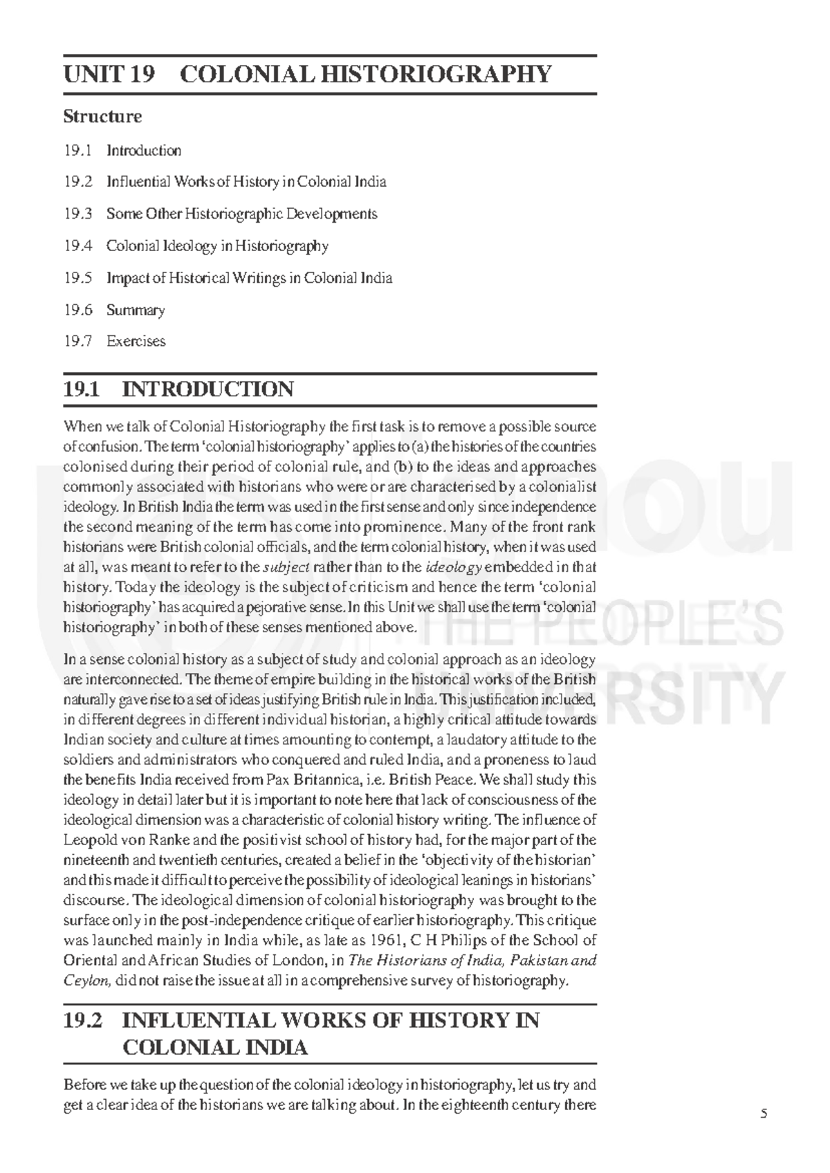 UNIT 19: COLONIAL HISTORIOGRAPHY IN INDIA - A CRITICAL ANALYSIS - Studocu