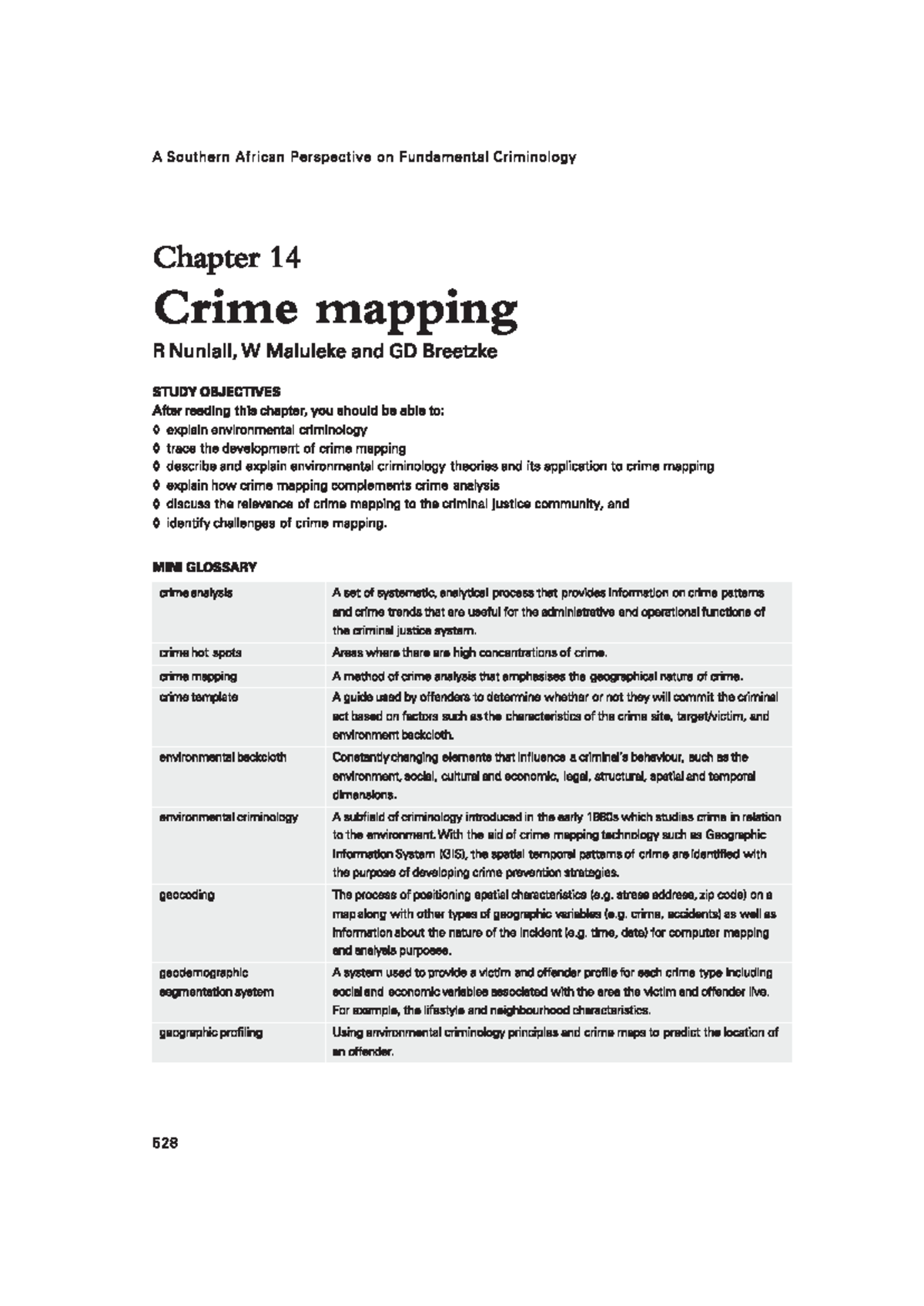 Chapter 14: Crime Mapping in Southern African Criminology - Studocu