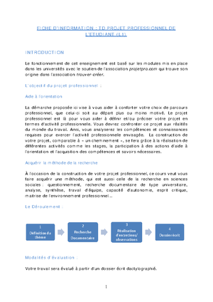 1- exemple de projet professionnel pour un étudiant - Projet ...