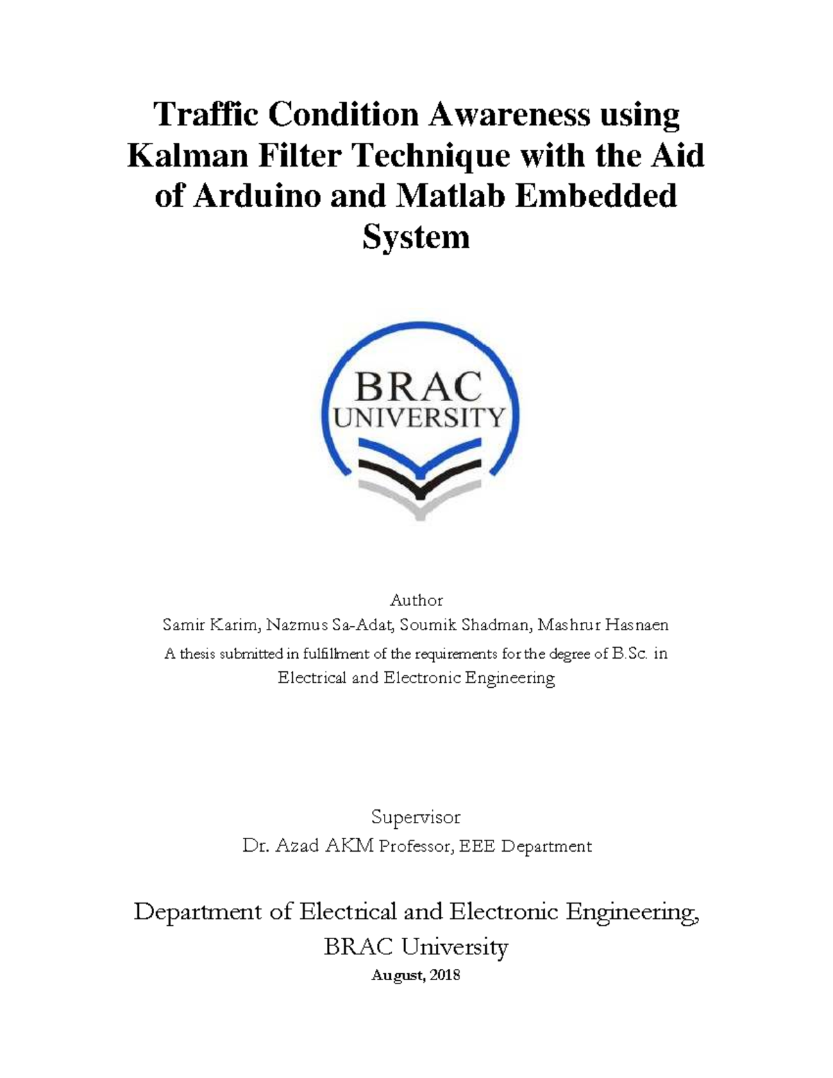 KF Thesis Paper - Reference for assignment - Traffic Condition ...