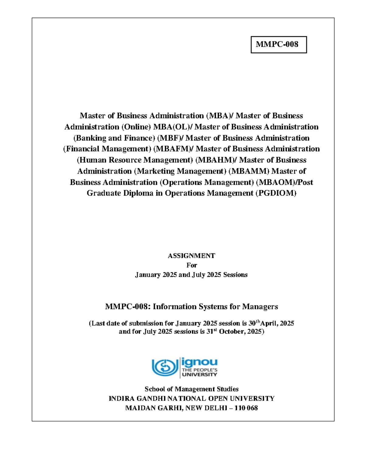 MMPC-008 - Assignment for Information Systems for Managers - Studocu