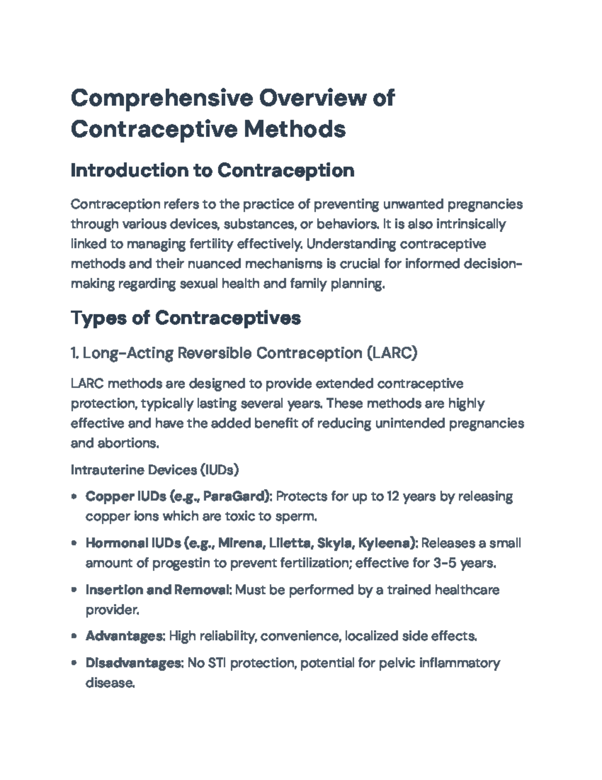 Comprehensive Overview of Contraceptive Methods (Health 101 ...
