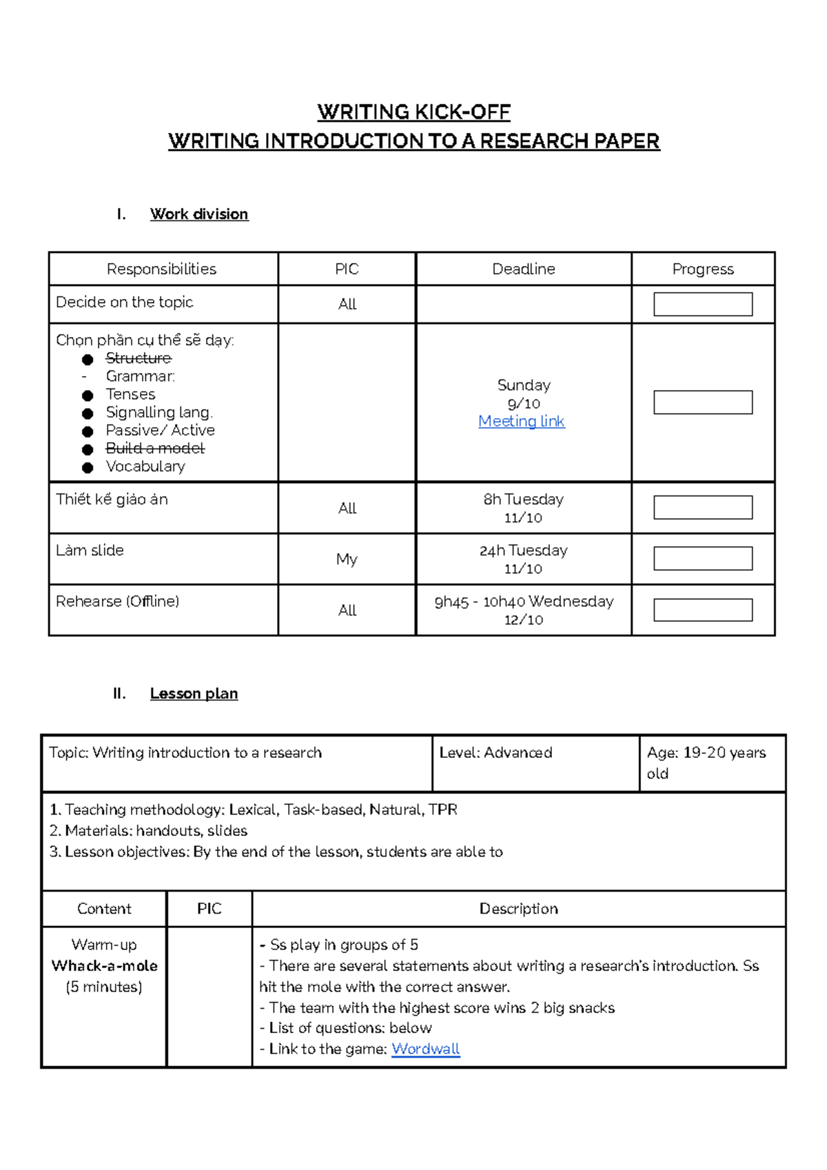 Writing kick-off - lkjblb - WRITING KICK-OFF WRITING INTRODUCTION TO A ...