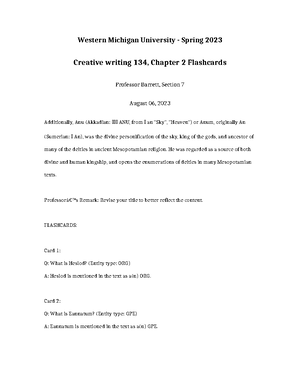 Creative Writing 134 Chapter 5 Worksheet - Western Michigan University ...