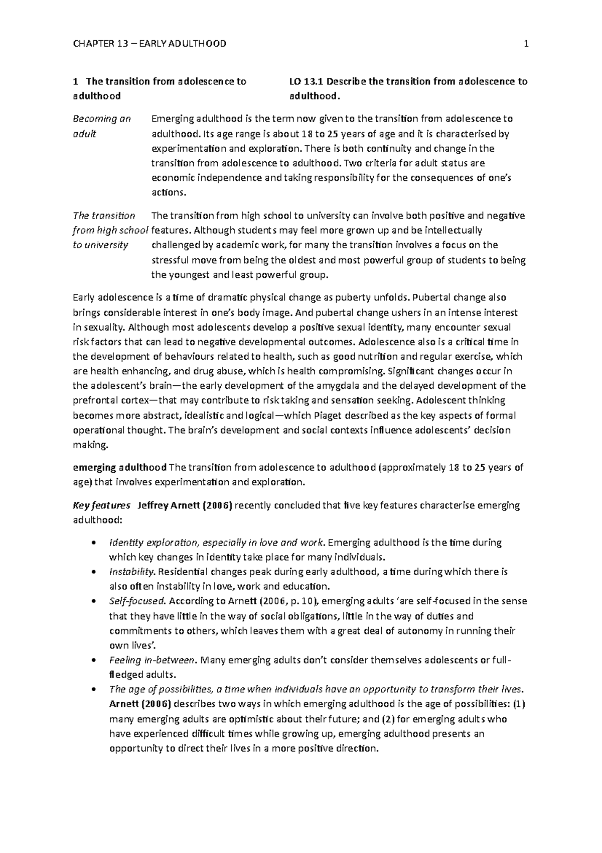 Chapter 13 - Summary on Emerging Adulthood and Physical Development ...