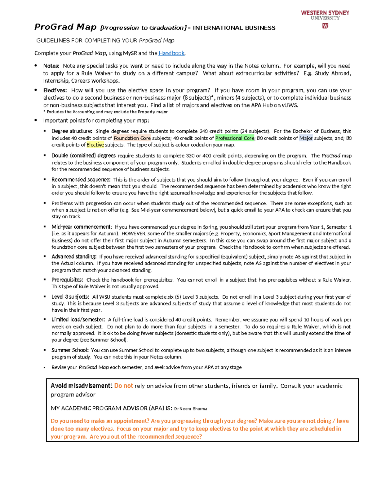 ProGrad Map for International Business: Guidelines & Tips - Studocu