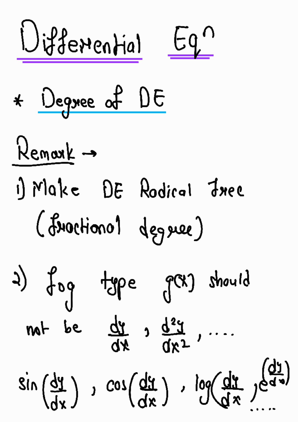 Differential Eq Notes (ONE SHOT) - Key Concepts & Techniques - Studocu
