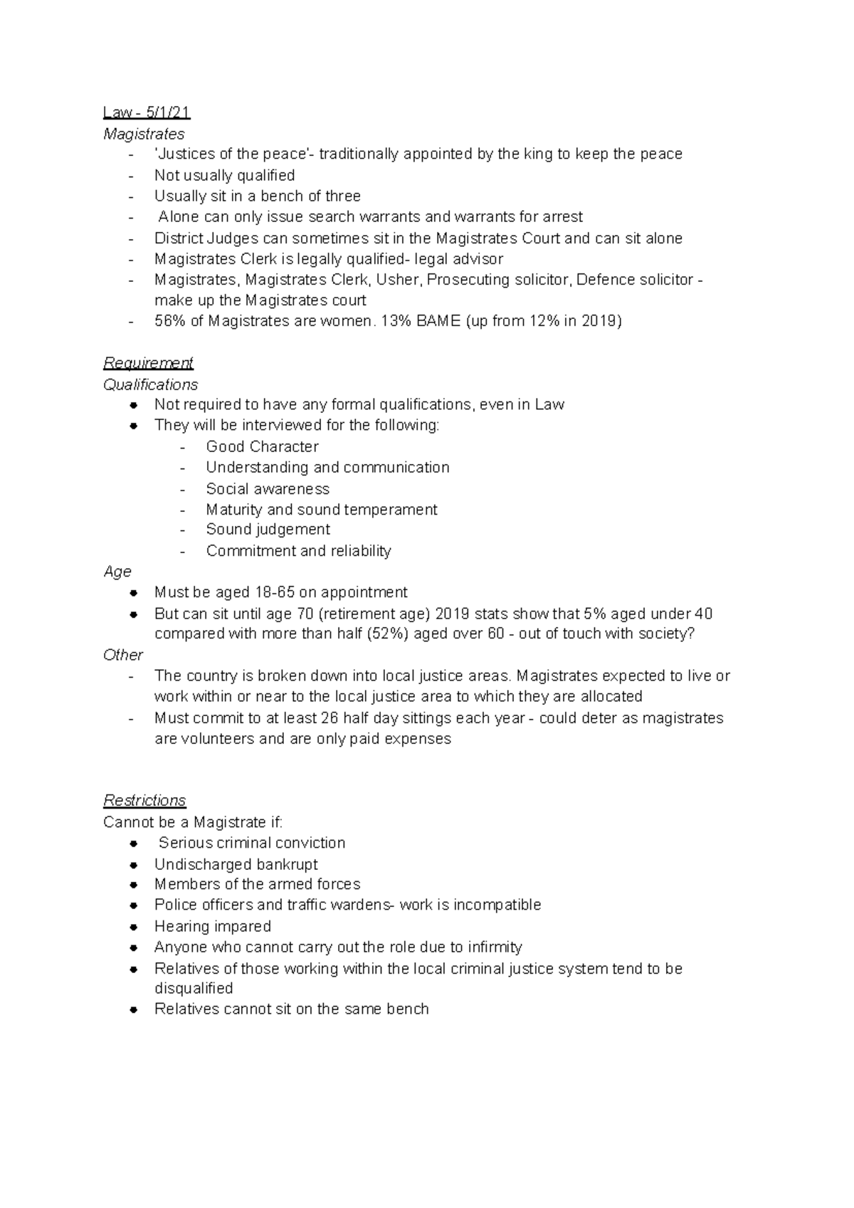 Magistrates: Roles, Qualifications, and Requirements Overview - Studocu