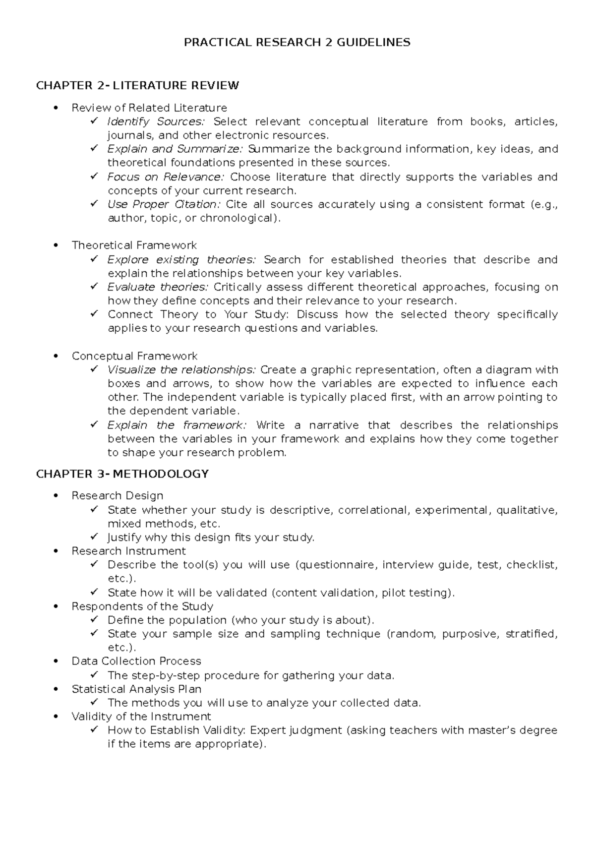 PRAC RES 2 GUIDELINES: LIT REVIEW & METHODOLOGY CHAPTERS - Studocu
