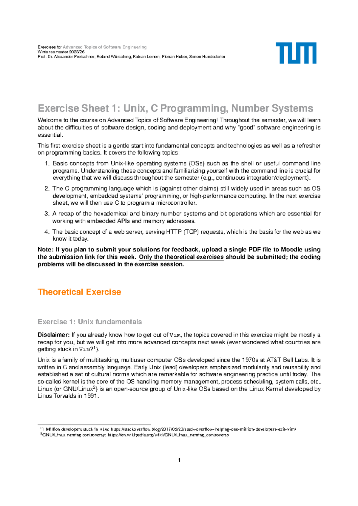 Exercise Sheet 01: Unix & C Programming Basics - Advanced Software Eng ...