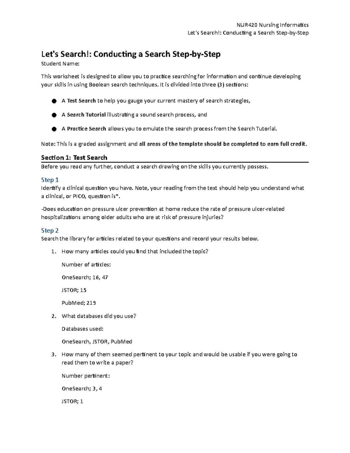 NUR420 Search Techniques: A Step-by-Step Guide to Searching - Studocu