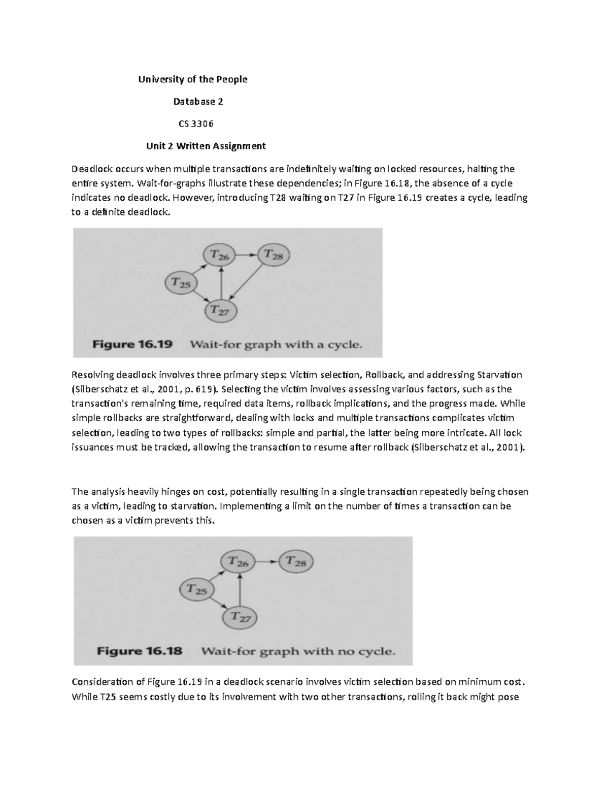 CS 3 306 Unit 2 Written Assignment: Understanding Deadlock and ...