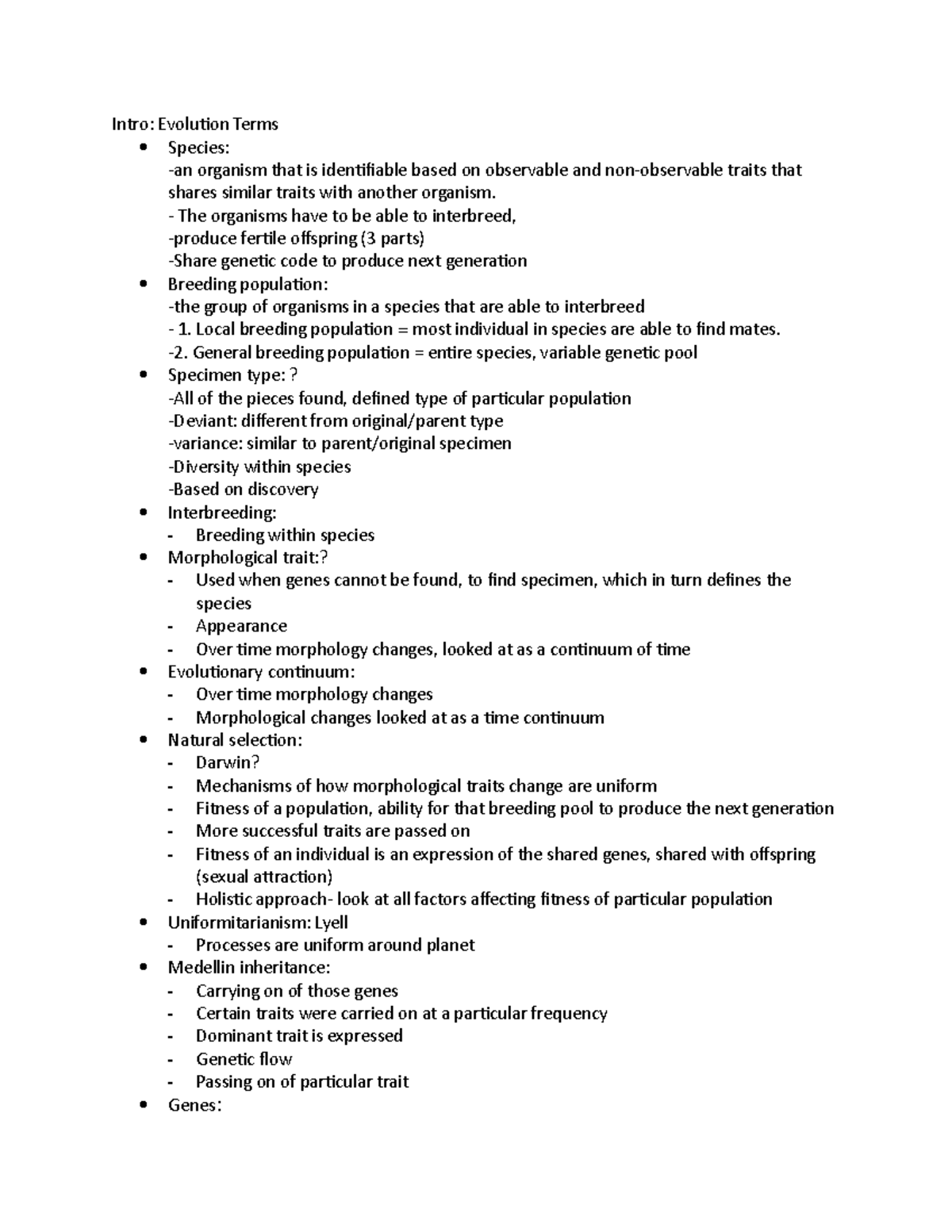 ARKY 3600 - Lecture Notes on Evolution and Speciation Concepts - Studocu