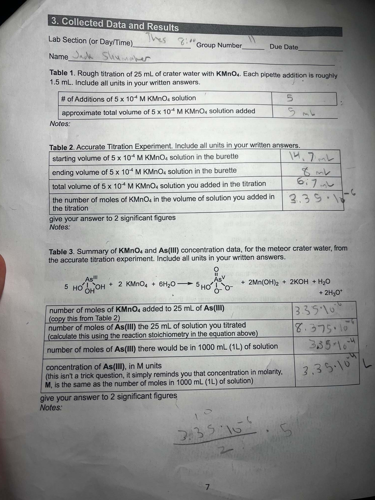 Chem 101: Lab Results and Data Analysis for Titration Experiment - Studocu