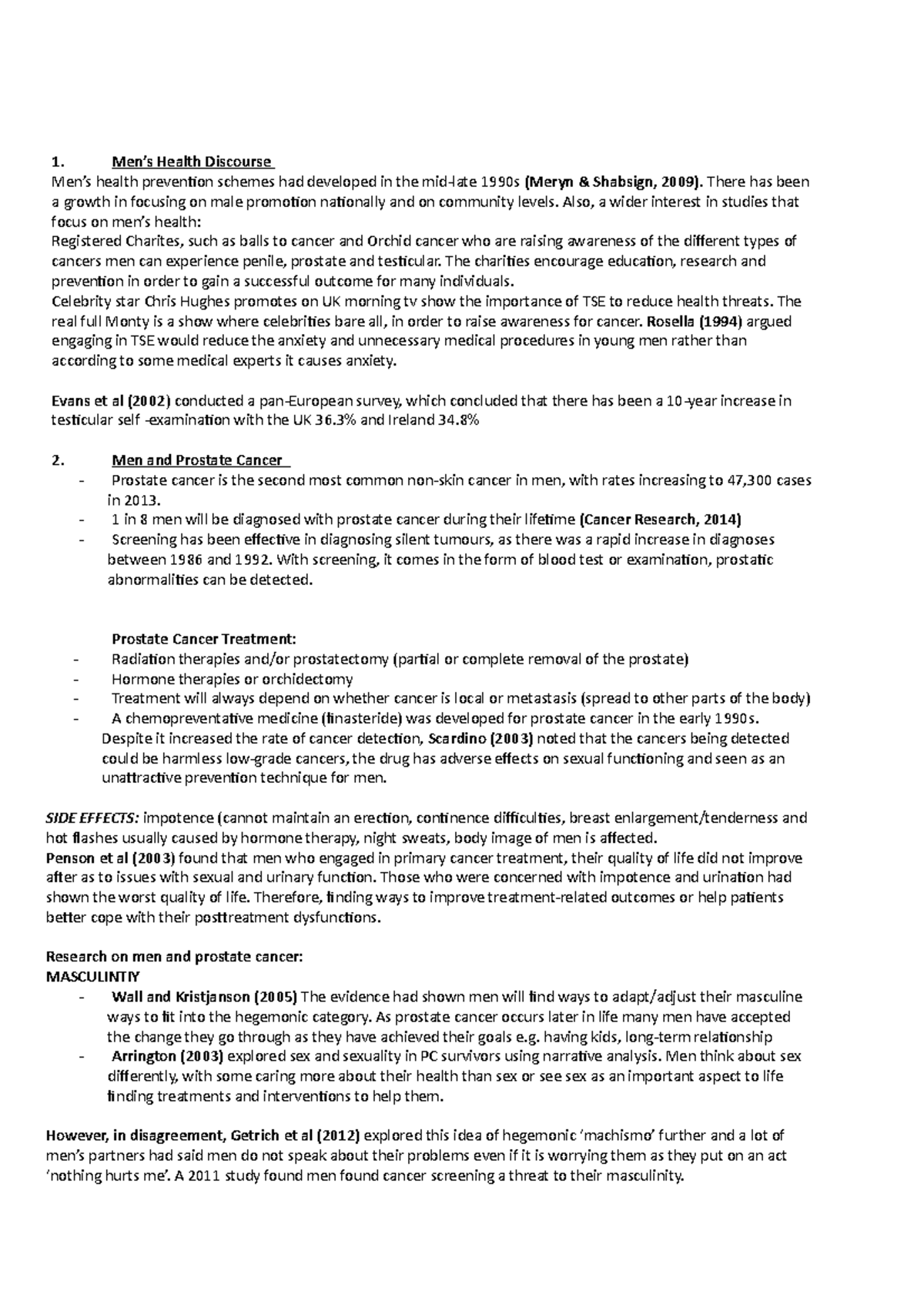 Men discourse - Men’s Health Discourse Men’s health prevention schemes ...