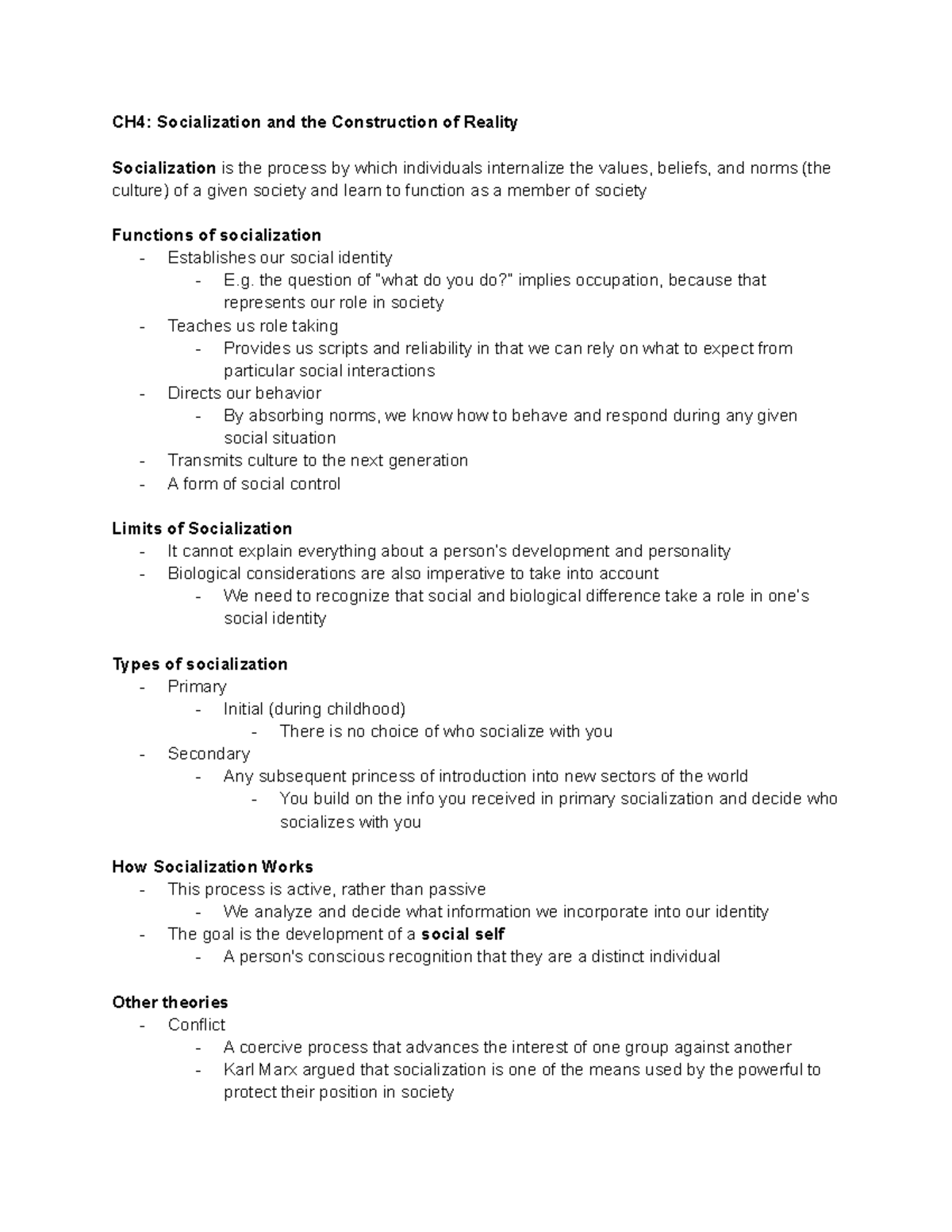 Intro to Sociology 101 Chapter Summaries: Ch. 4, 5, & 6 Analysis - Studocu