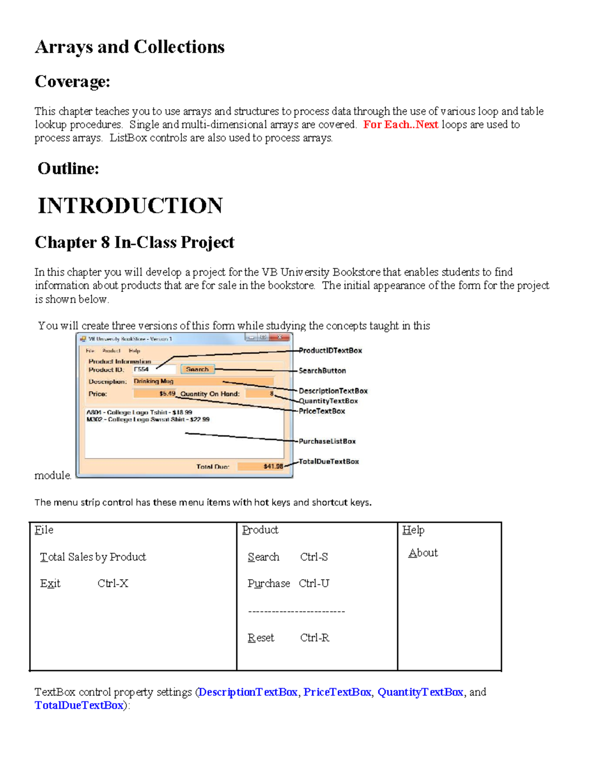 Arrays & Collections in VB Programming - Ch08 Notes for 12345 - Studocu
