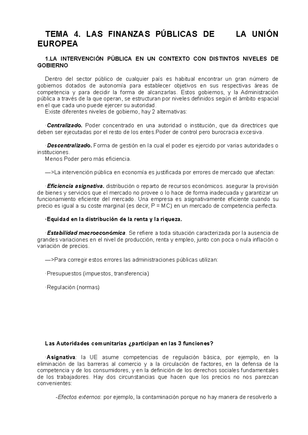 TEMA 4 LAS Finanzas Públicas DE LA Unión Europea - TEMA 4. LAS FINANZAS ...