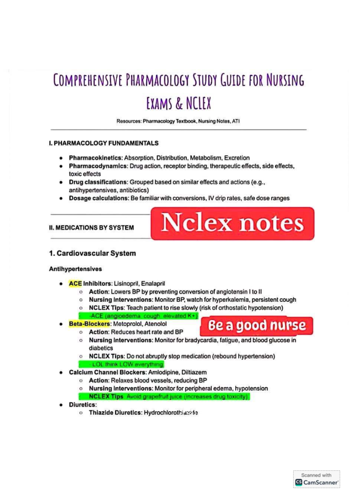 NCLEX Pharmacology Study Guide: Comprehensive Nursing Exam Prep - Studocu