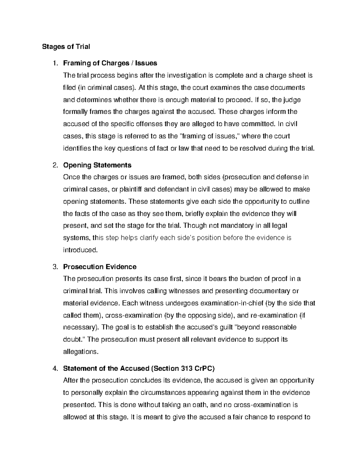 Stages of Trial: Key Phases in Criminal Proceedings - Studocu