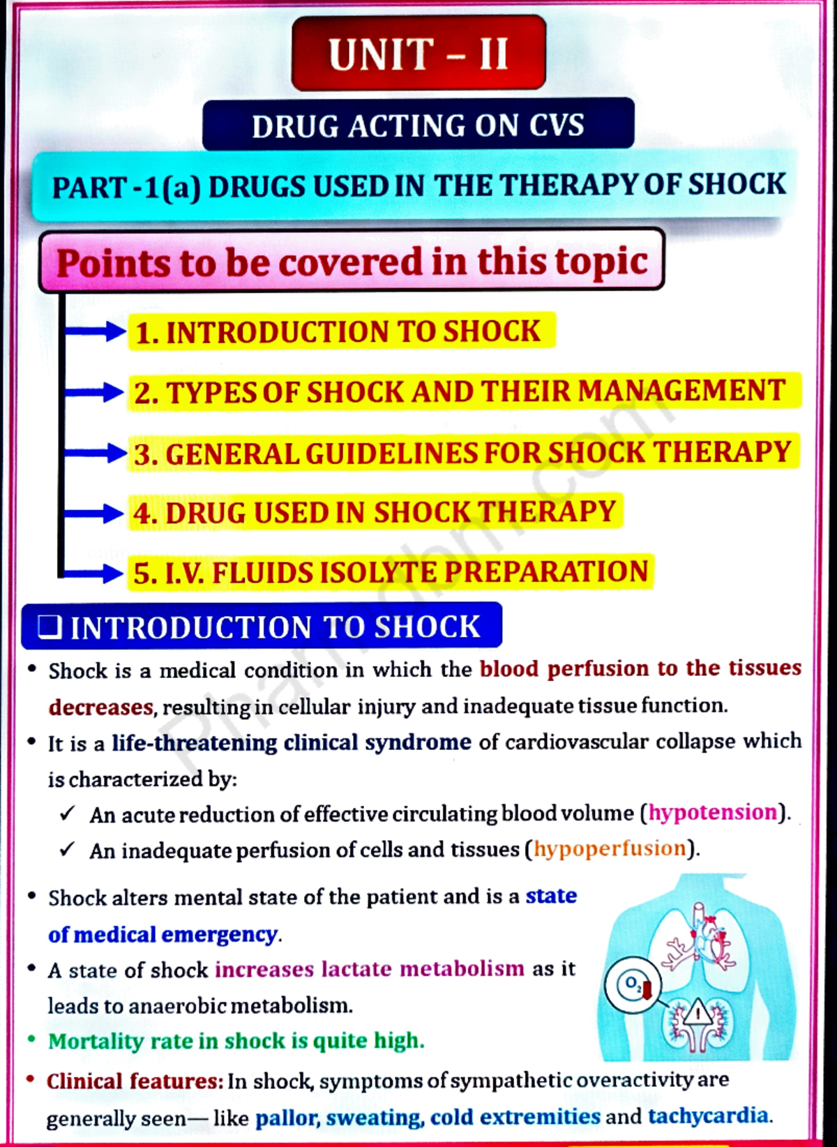 Pharmacology Unit 2: Shock Therapy Drugs and Management Notes - Studocu
