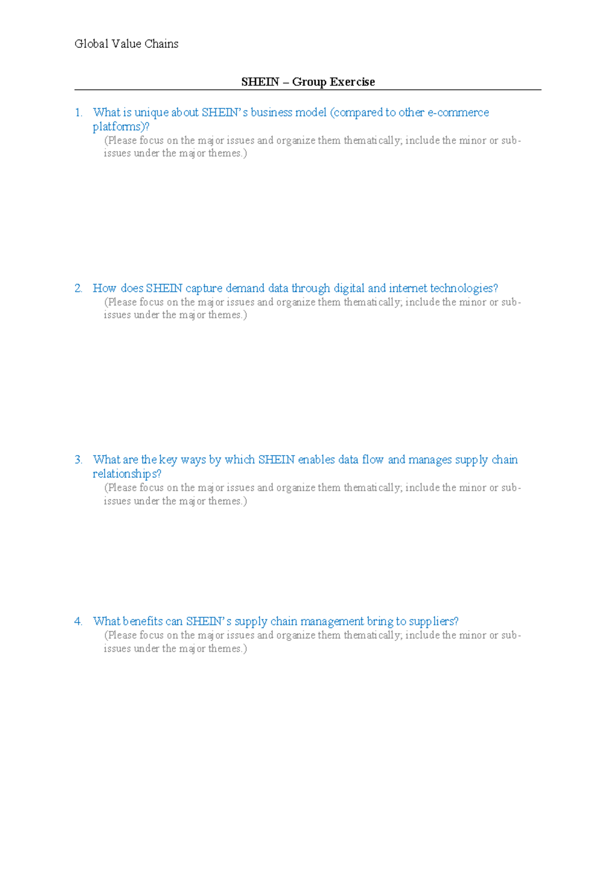 SHEIN Group Exercise 1: Analyzing Unique Business Model & Supply Chain ...