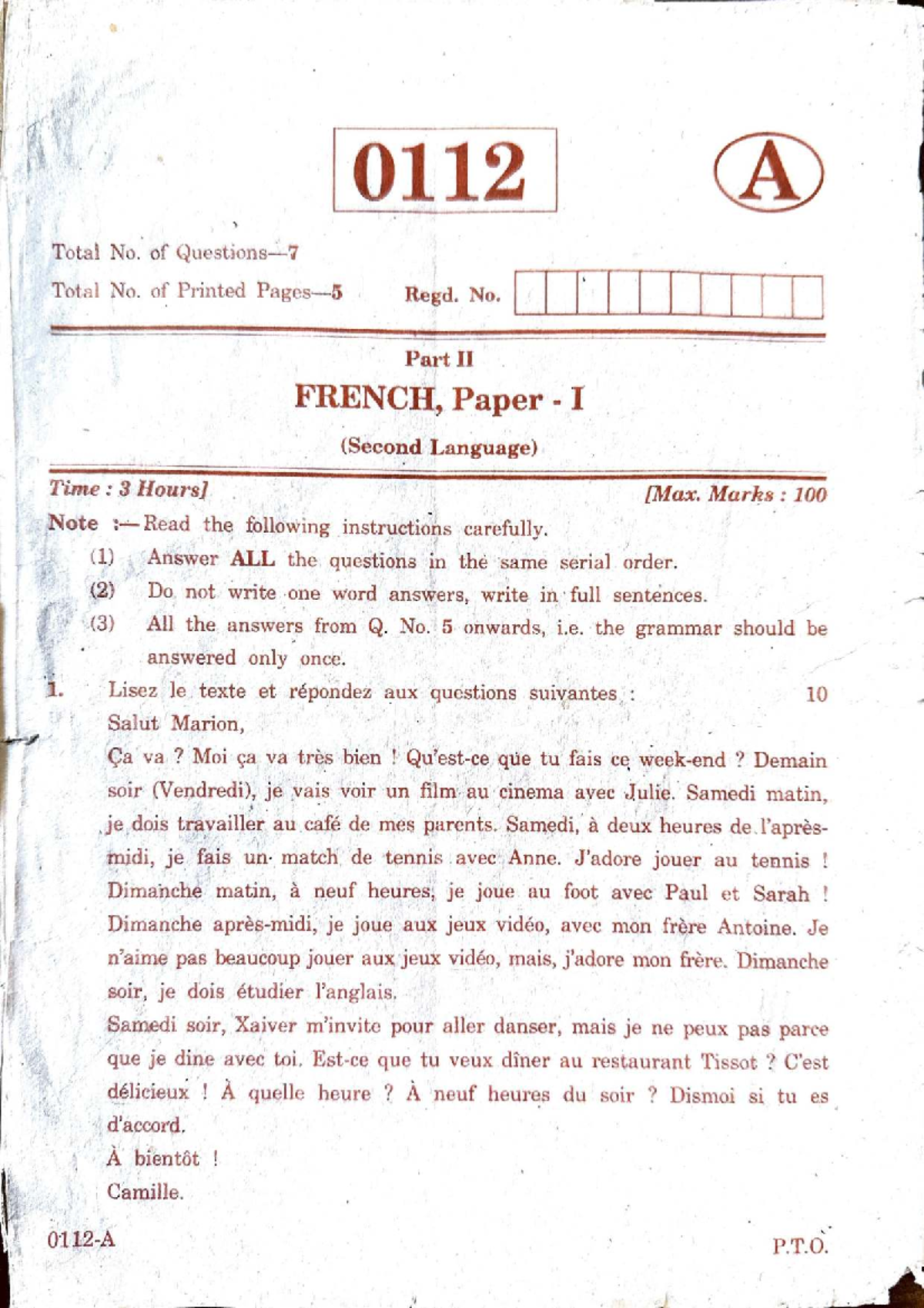FREN 0112 Paper I: French Language Exam Preparation Guide - Studocu