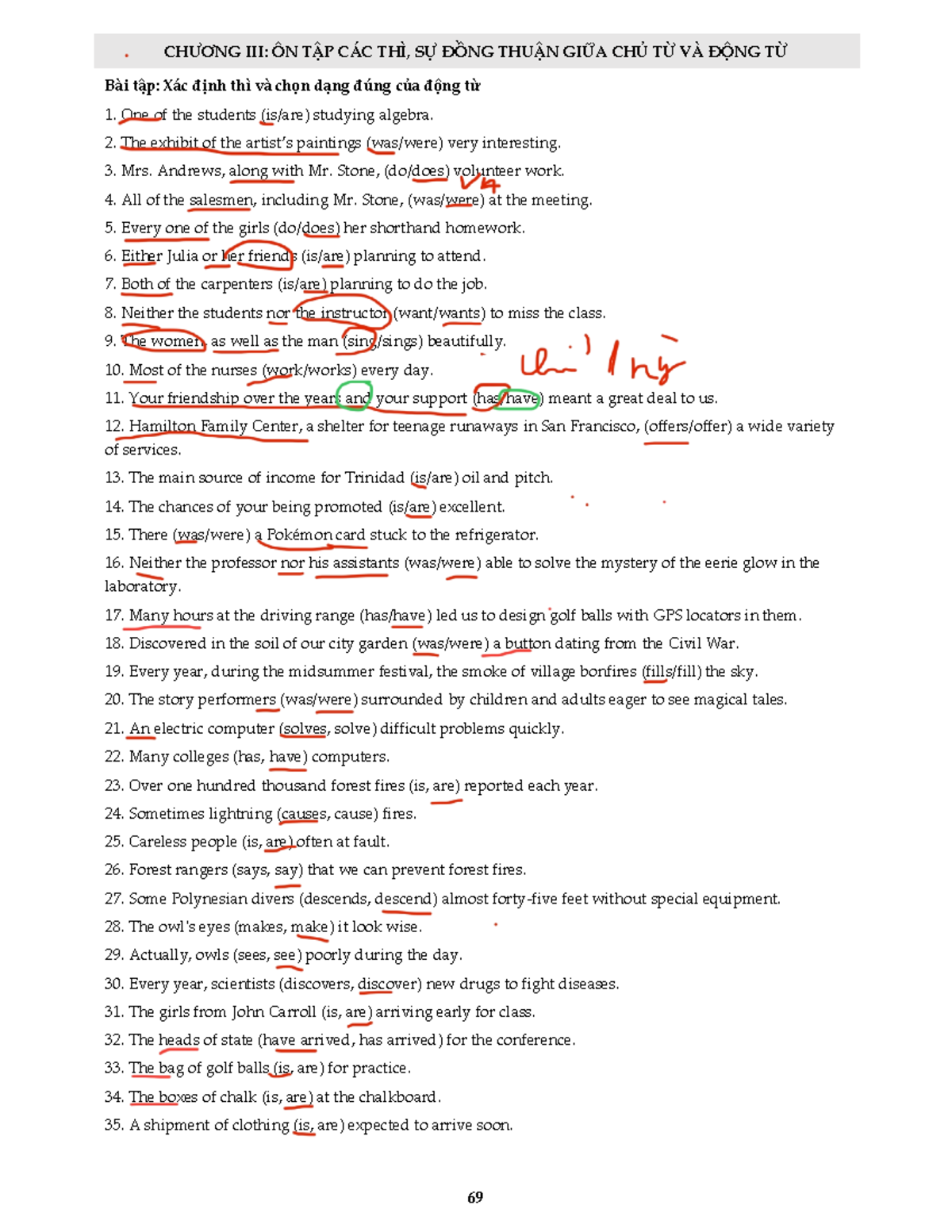 SV Agreement Practice 2: Identifying Verb Forms and Agreement - Studocu