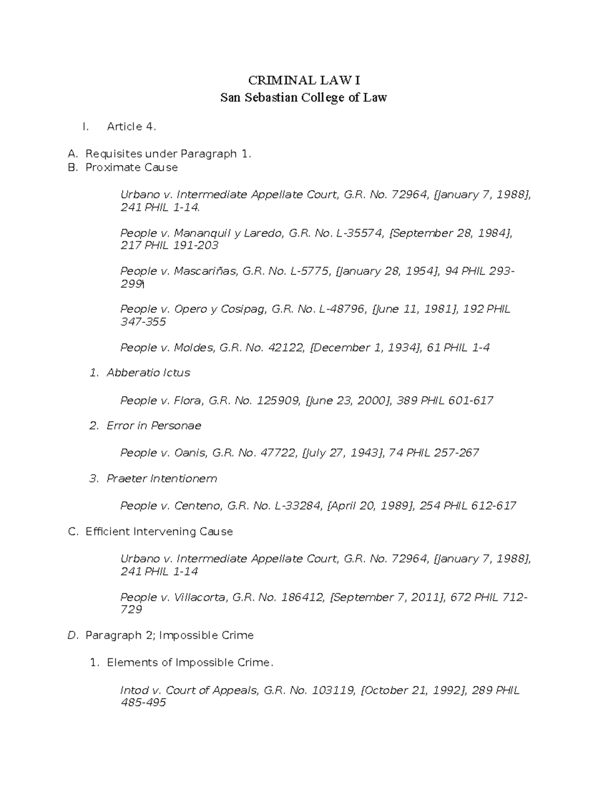 CRIMINAL LAW I 2nd Assignment: Key Cases and Concepts - Studocu