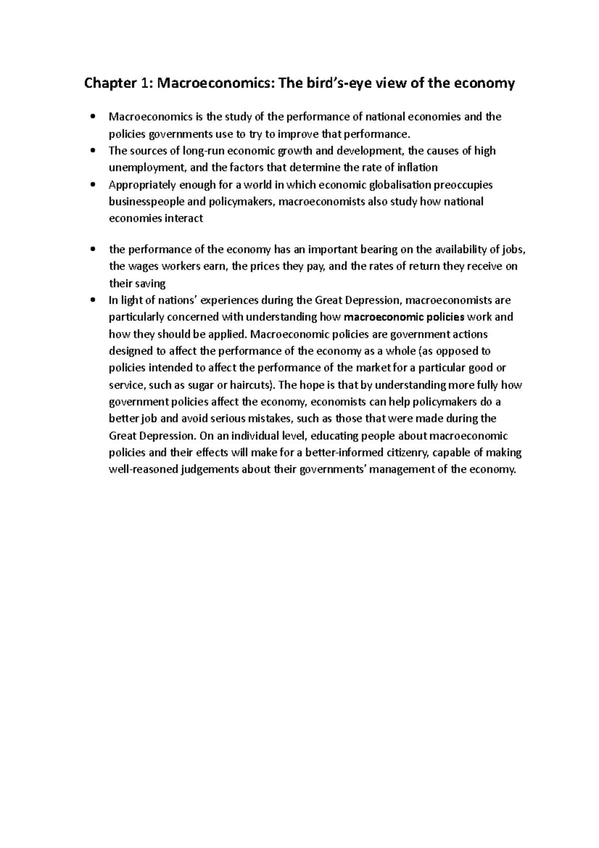Chapter 1 Summary: Key Concepts in Macroeconomics Principles - Studocu
