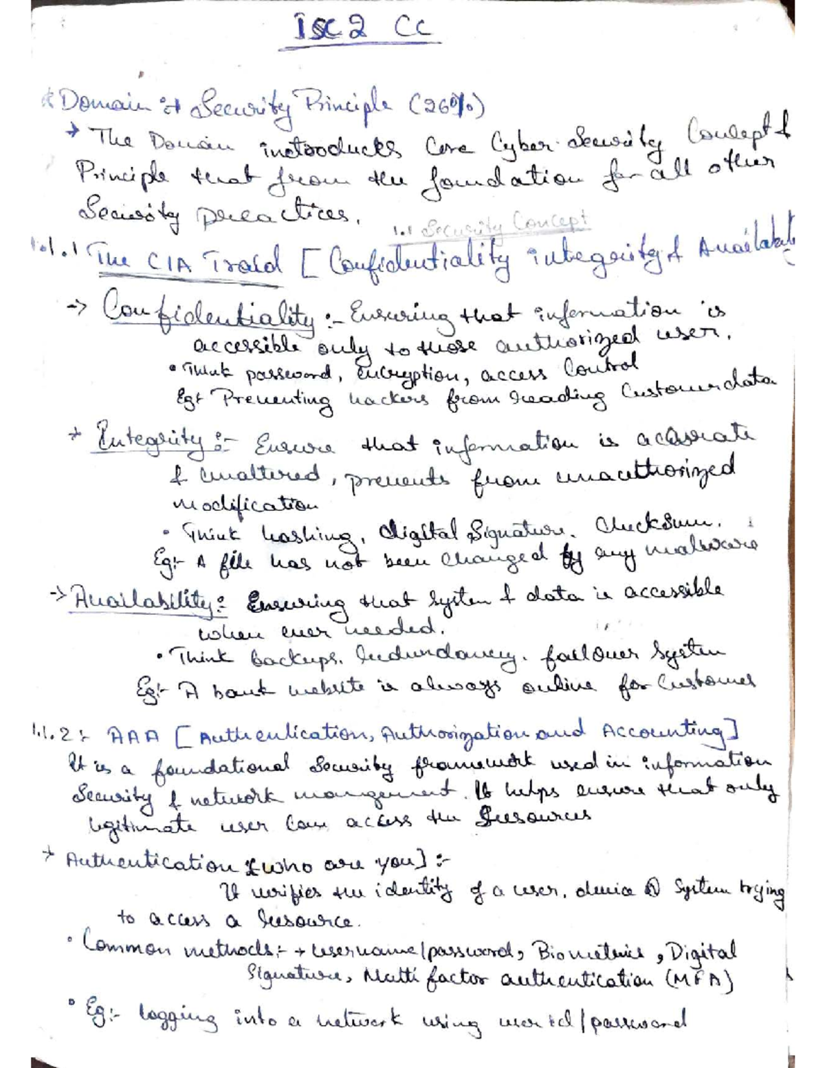 ISC2 CC Domain 1: Cyber Security Principles Study Notes - Studocu